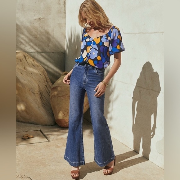 Mister Zimi Drew Flared Jeans Retro High Rise Blue Size 4 NWT - Picture 1 of 6